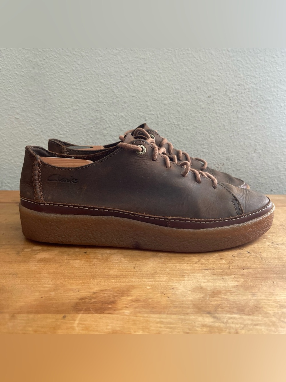 CLARKS COLLECTION OAKPARK BEESWAX BROWN LEATHER SHOES MEN'S Sz 8.5